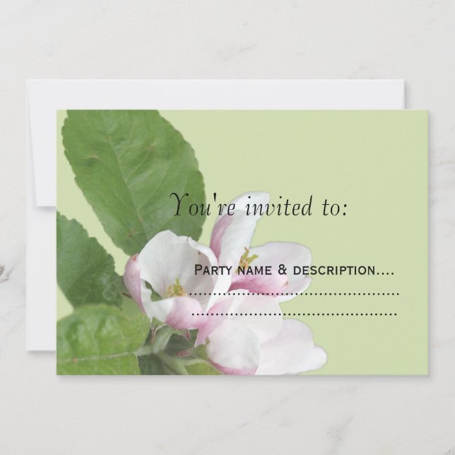 apple blossoming flowers party invitation (Front)