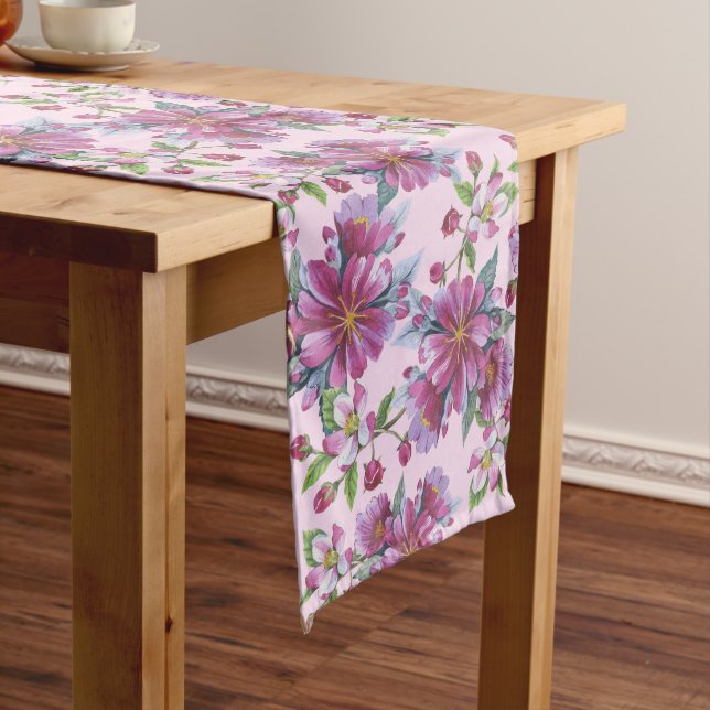 Apple Blossoms and Greenery Long Table Runner (In Situ)