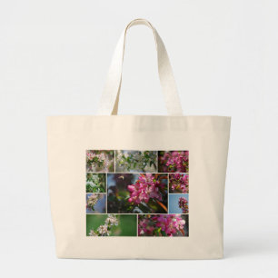 Apple Blossoms and Honey Bees Large Tote Bag