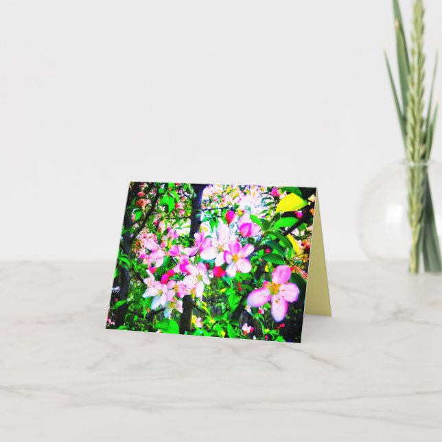 APPLE BLOSSOMS BRIGHT SMALL GREETING CARD (Front)