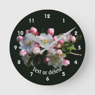 Apple Blossoms Floral Personalised Round Clock