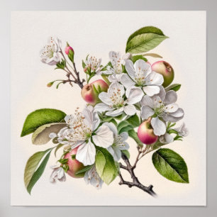 Apple Blossoms Flower Art Print Poster