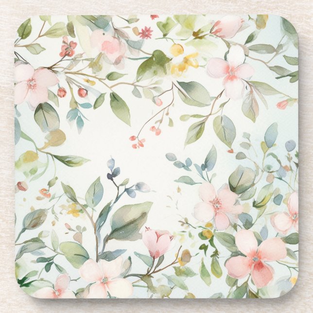 Apple blossoms inspired coaster (Front)