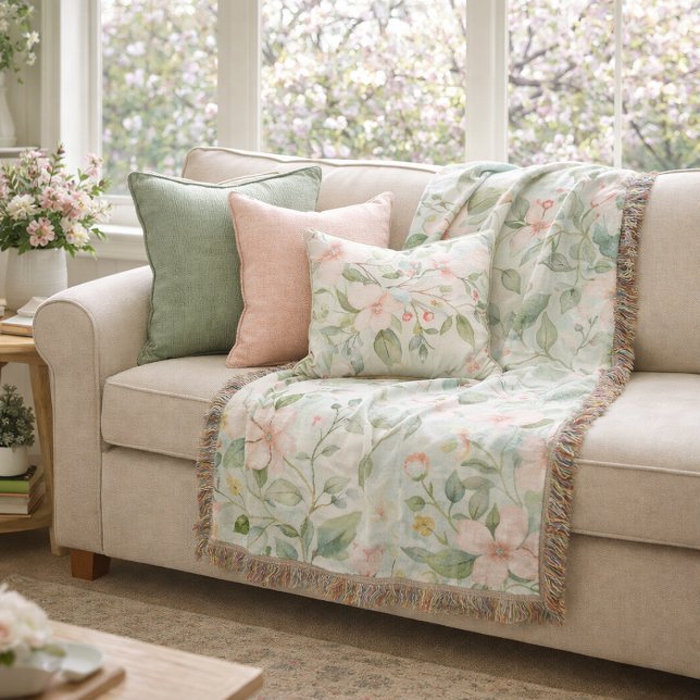 Apple blossoms inspired throw blanket (Creator Uploaded)