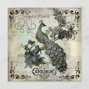 Apple Blossoms Peacock Wedding Invitation