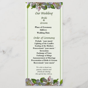 Apple Blossoms Wedding Program