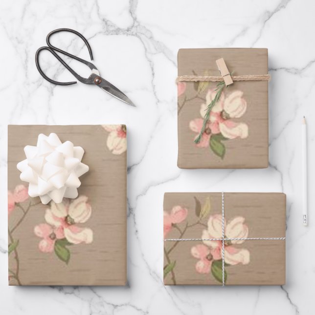 Apple Blossoms Wrapping Paper Sheet (Front)