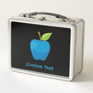 Apple Blue Metal Lunch Box