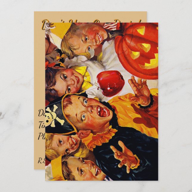 Apple Bobbing Dangers - Funny Halloween Decoration Invitation (Front/Back)
