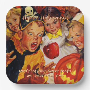 Apple Bobbing Dangers Sweet Tooth Halloween Paper Plate