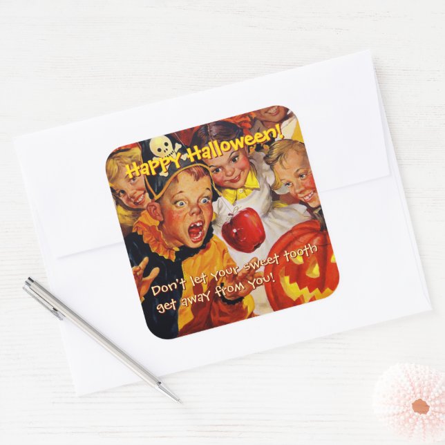 Apple Bobbing Dangers | Sweet Tooth | Halloween Square Sticker (Envelope)