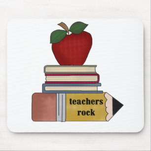 Apple, Books, Pencil Teachers Rock Mouse Pad