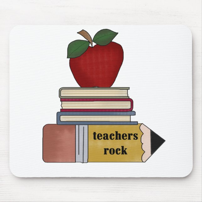Apple, Books, Pencil Teachers Rock Mouse Pad (Front)