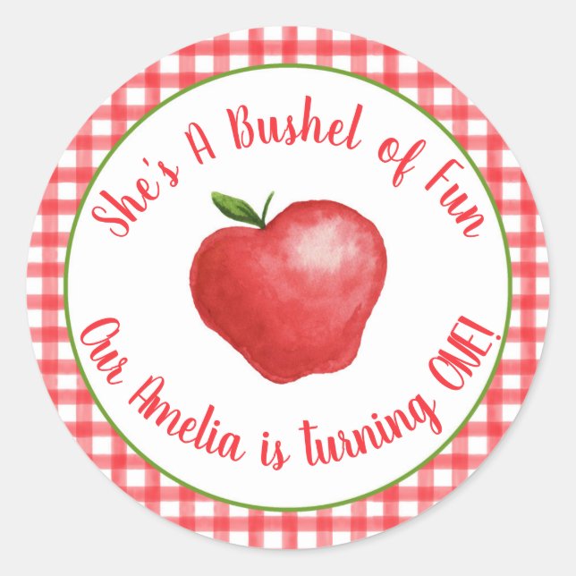 Apple Bushel of Fun Sticker - Customisable (Front)