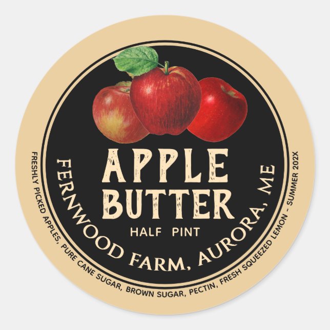 Apple Butter Jam Sauce Jelly Label  (Front)