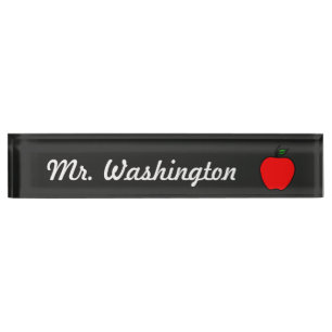 Apple Chalkboard Teacher's Desk Nameplate Gift