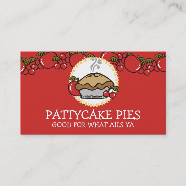Apple cherry pie homemade bakery business card (Front)