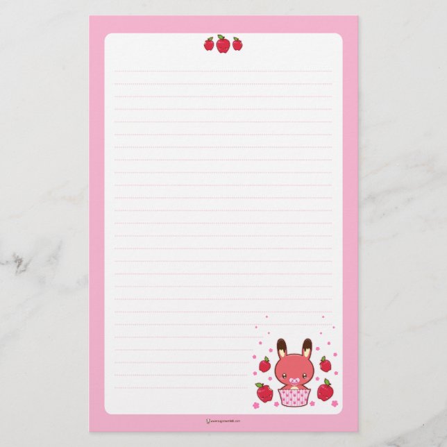 Apple Chocolate Truffle Bunny Stationery (Front)