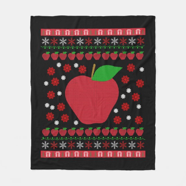 Apple Christmas Fleece Blanket (Front)