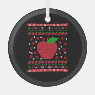 Apple Christmas Glass Tree Decoration