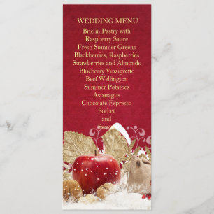 Apple Christmas Gold Snowflakes Wedding Menu