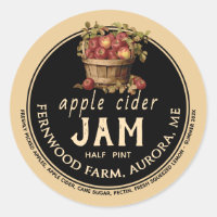 Apple Cider Jam Sauce Jelly Label Kraft Homemade 