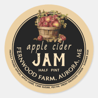 Apple Cider Jam Sauce Jelly Label Kraft Homemade 