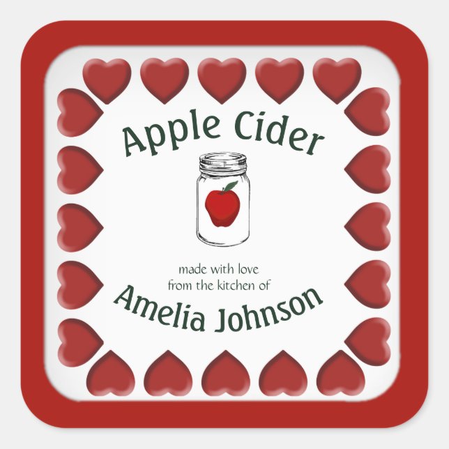 Apple Cider Made with Love Custom Square Sticker (Front)