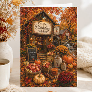 Apple Cider Mill October Autumn Birthday Card