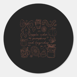 Apple Cider Pumpkins And Hayrides Vintage Fall Coq Classic Round Sticker