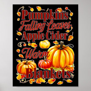 Apple Cider Warm Blankets Leaves Fall Halloween Fu Poster