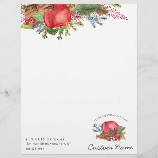 Apple Cinnamon Fall or Winter Holiday Custom logo Custom Letterhead (Front)