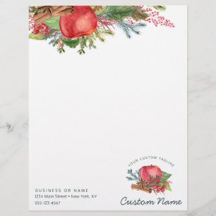 Apple Cinnamon Fall or Winter Holiday Custom logo Letterhead