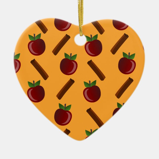 Apple Cinnamon Pattern Ceramic Ornament (Front)