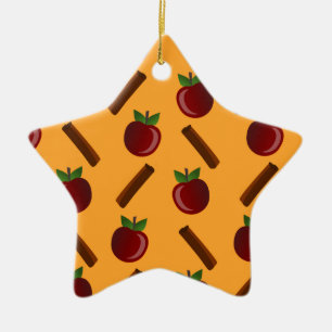 Apple Cinnamon Pattern Ceramic Ornament