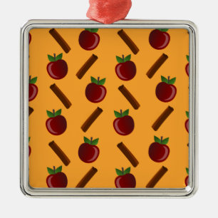 Apple Cinnamon Pattern Metal Ornament