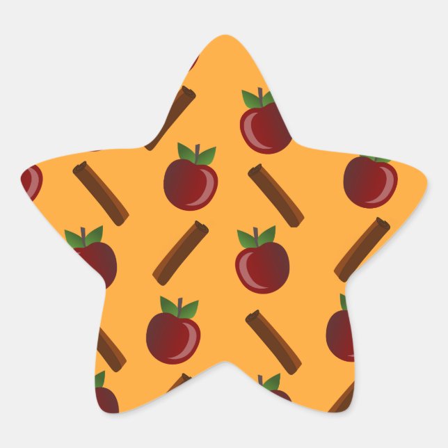 Apple Cinnamon Pattern Star Sticker (Front)
