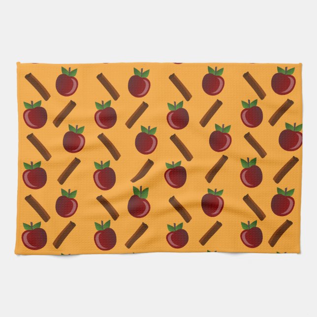 Apple Cinnamon Pattern Tea Towel (Horizontal)