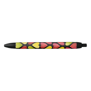 Apple colourful hearts pattern black ink pen