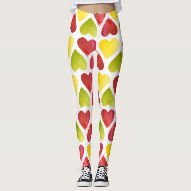 Apple colourful hearts pattern leggings (Front)