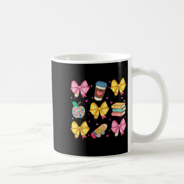 Apple Coquette Bow Books First Day Of School Back  Coffee Mug (Right)