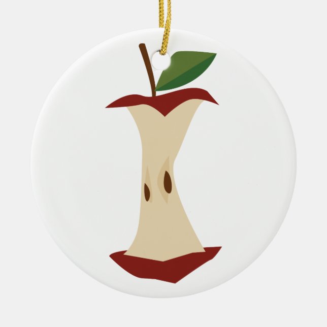 Apple Core Ceramic Ornament (Front)