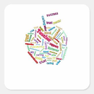 Apple Customise Add Teachers name on Apple Leaf Square Sticker