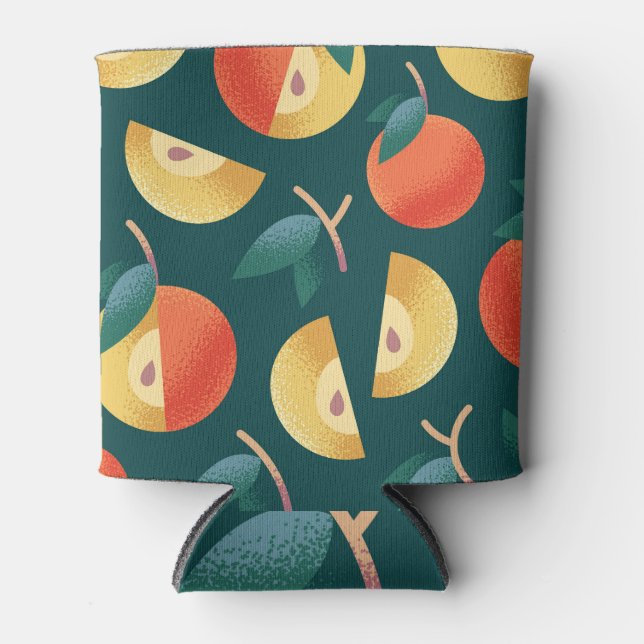 Apple Delight: Dark Green Seamless. Can Cooler (Front)