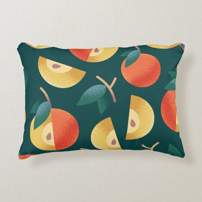 Apple Delight: Dark Green Seamless. Decorative Cushion (Front)