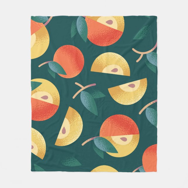 Apple Delight: Dark Green Seamless. Fleece Blanket (Front)