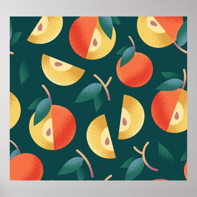 Apple Delight: Dark Green Seamless. Poster (Front)