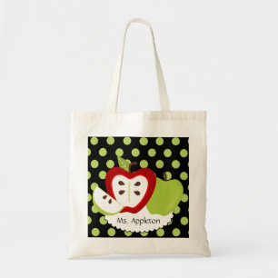 Apple Dots Personalised Teacher Tote Bag