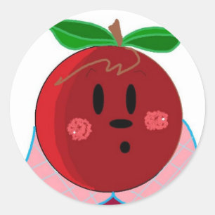 Apple Face  Girl Classic Round Sticker