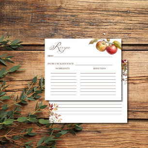 Apple fall bridal shower recipe card